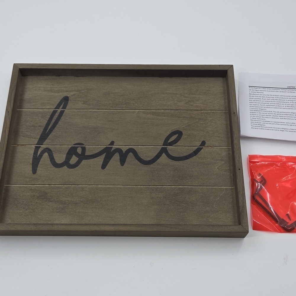 Rustic Gray Wooden Tray with 'Home' Script - Picture 12 of 16
